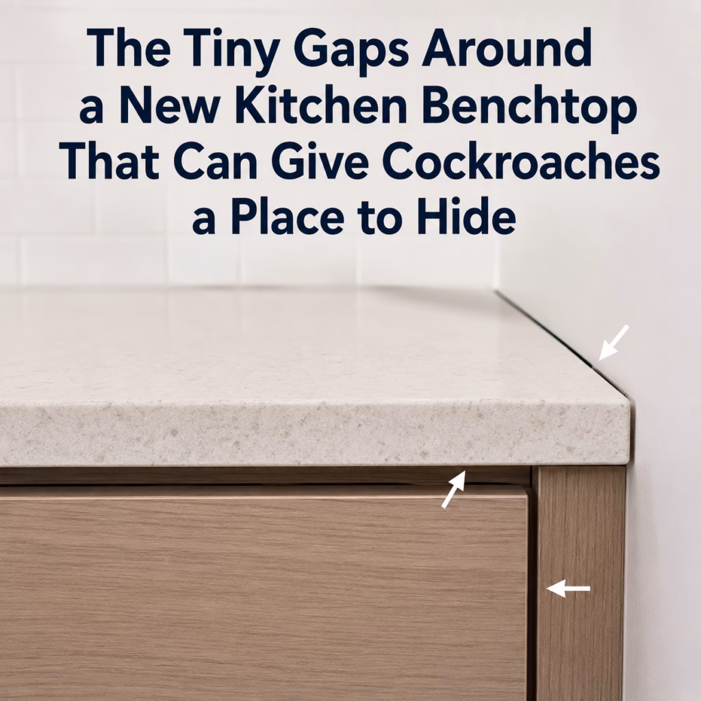 The Tiny Gaps Around a New Kitchen Benchtop That Can Give Cockroaches a Place to Hide